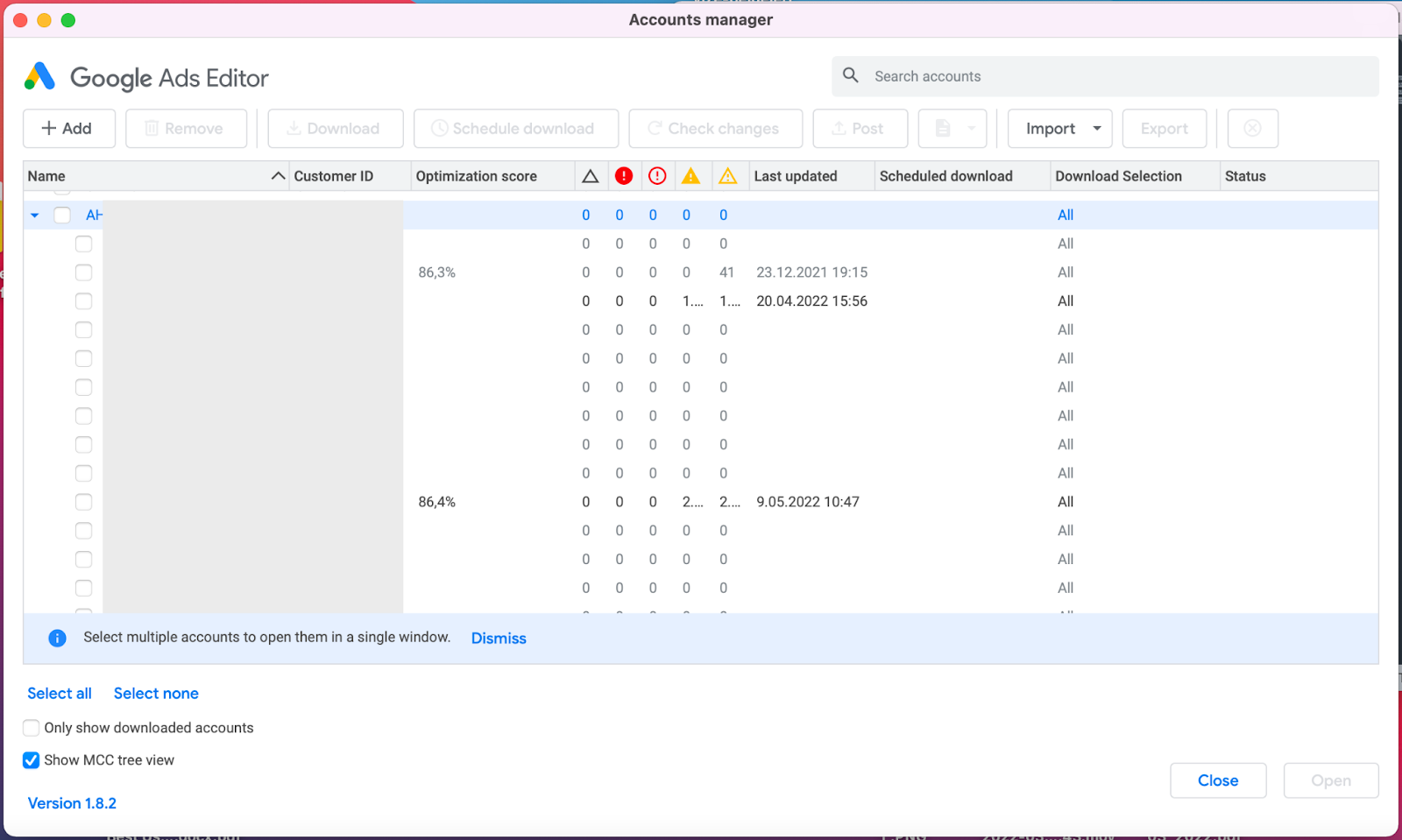 Google Ads Editor Dashboard