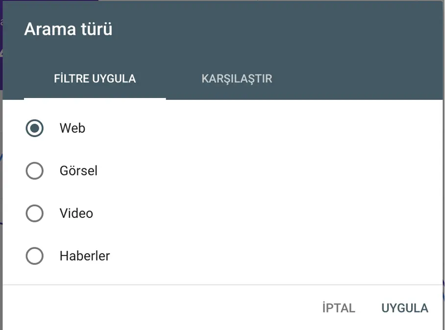 Search Console Search Type Filter