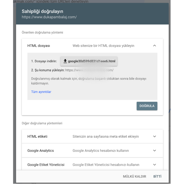 Verify Google Search Console via HTML File
