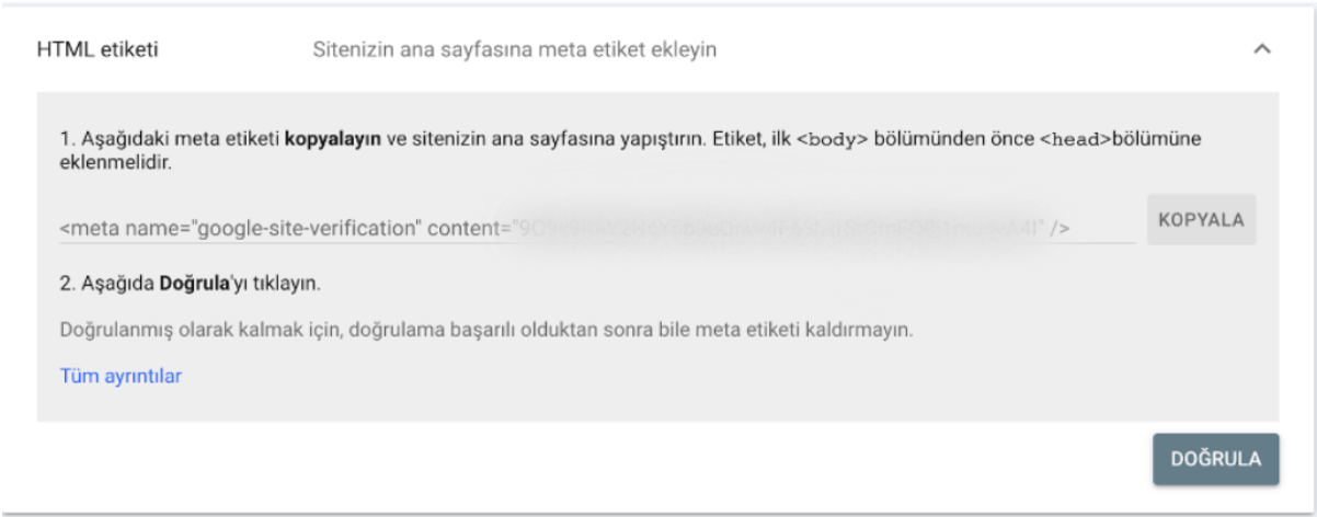Verify Google Search Console via Meta Tag