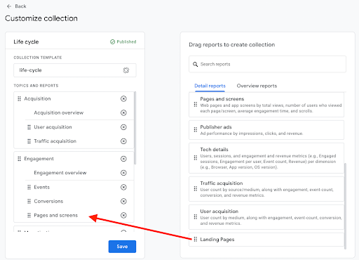 Exit, Entrance and Landing Page Reportings in GA4