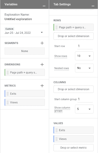 Exit, Entrance and Landing Page Reportings in GA4